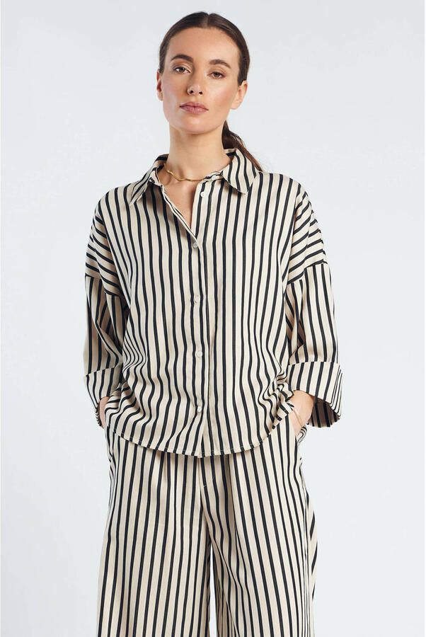 Spooq the label oversized gestreepte blouse zwart