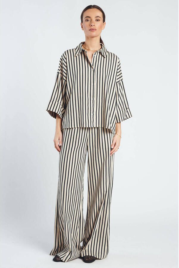 Spooq the label oversized gestreepte blouse zwart - Foto 2