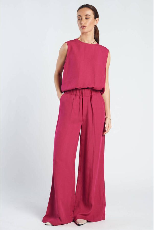 Spooq the label wide leg high waist broek fuchsia