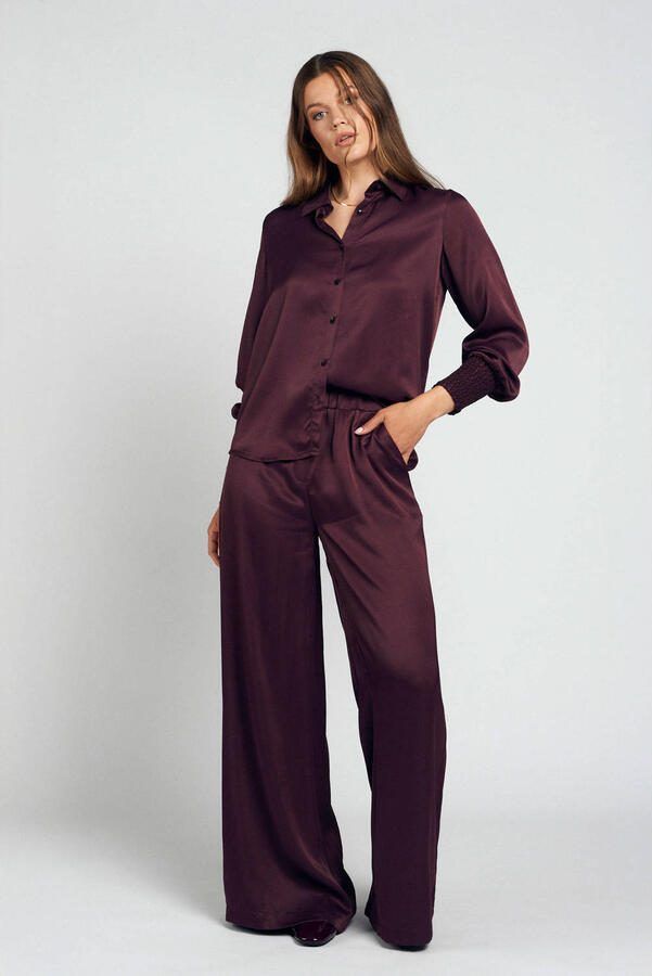Spooq the label wide leg regular waist broek donkerrood