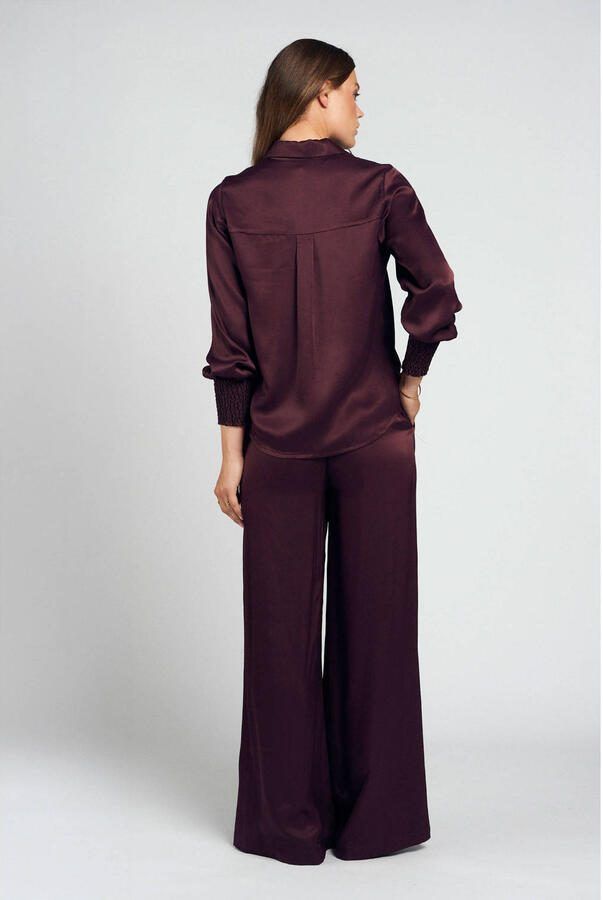 Spooq the label wide leg regular waist broek donkerrood - Foto 2