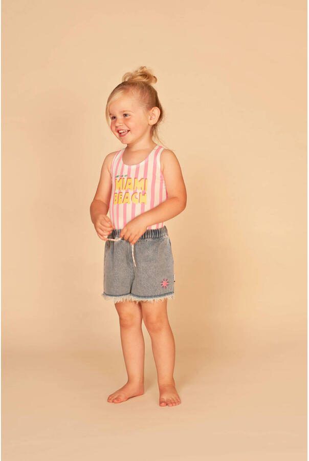 Stains&Stories badpak met streepprint roze wit