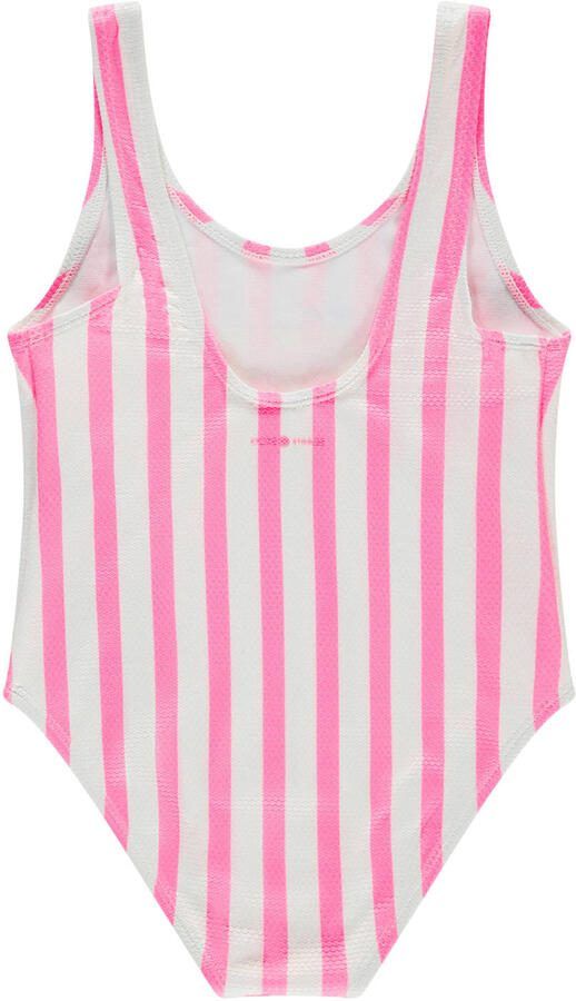 Stains&Stories badpak met streepprint roze wit - Foto 2