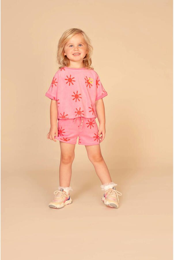 Stains&Stories casual short roze met textuur
