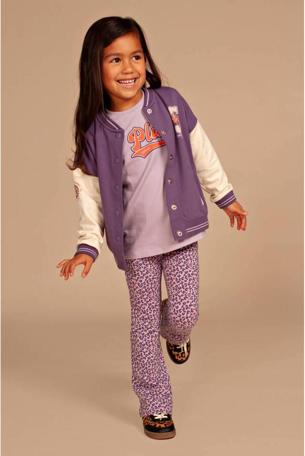 Stains&Stories flared broek met print lila - Foto 2