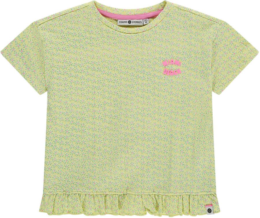 Stains&Stories gebloemd T-shirt lichtgroen