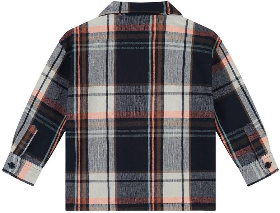 Stains&Stories geruit overhemd donkerblauw grijs oranje Jongens Polyester Klassieke kraag - Foto 2
