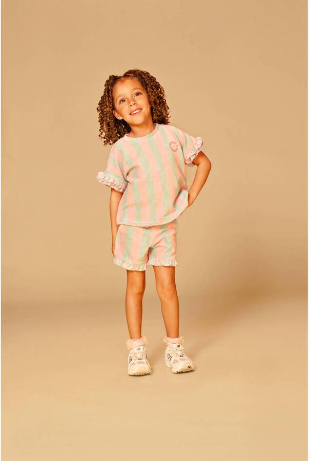 Stains&Stories gestreept T-shirt met textuur groen