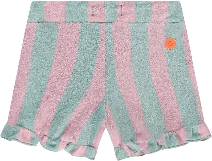 Stains&Stories gestreepte casual short groen met textuur - Foto 2