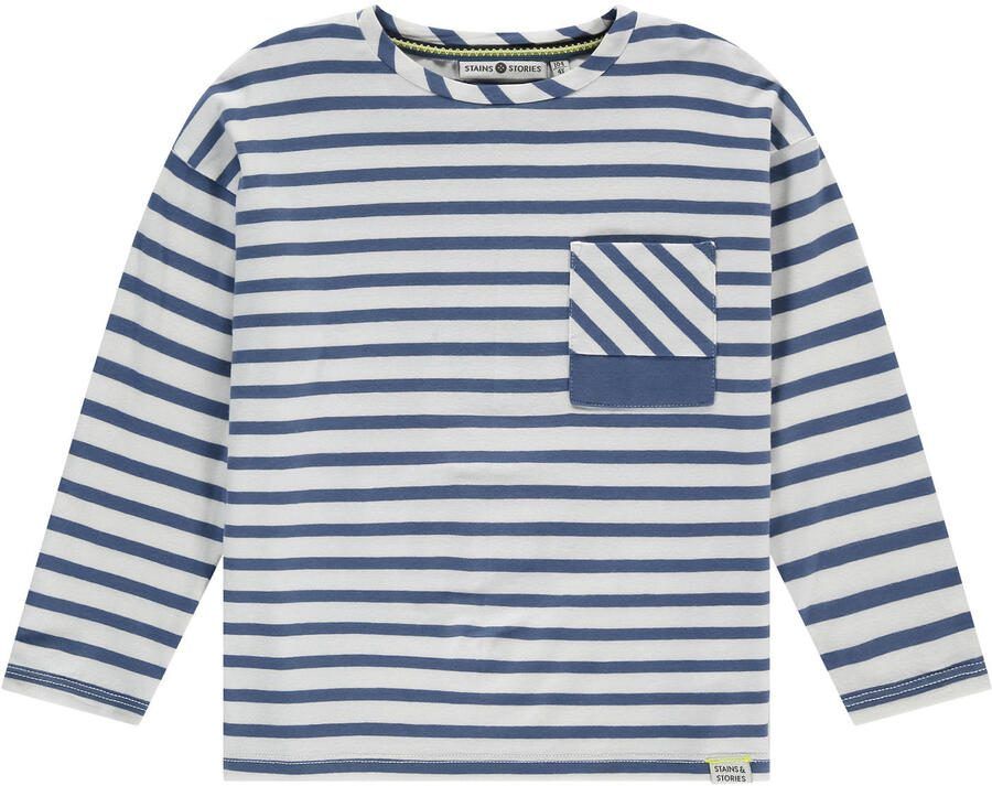 Stains&Stories gestreepte longsleeve blauw