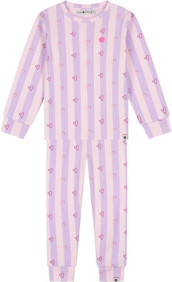 Stains&Stories gestreepte pyjama met hartjes lichtroze lila
