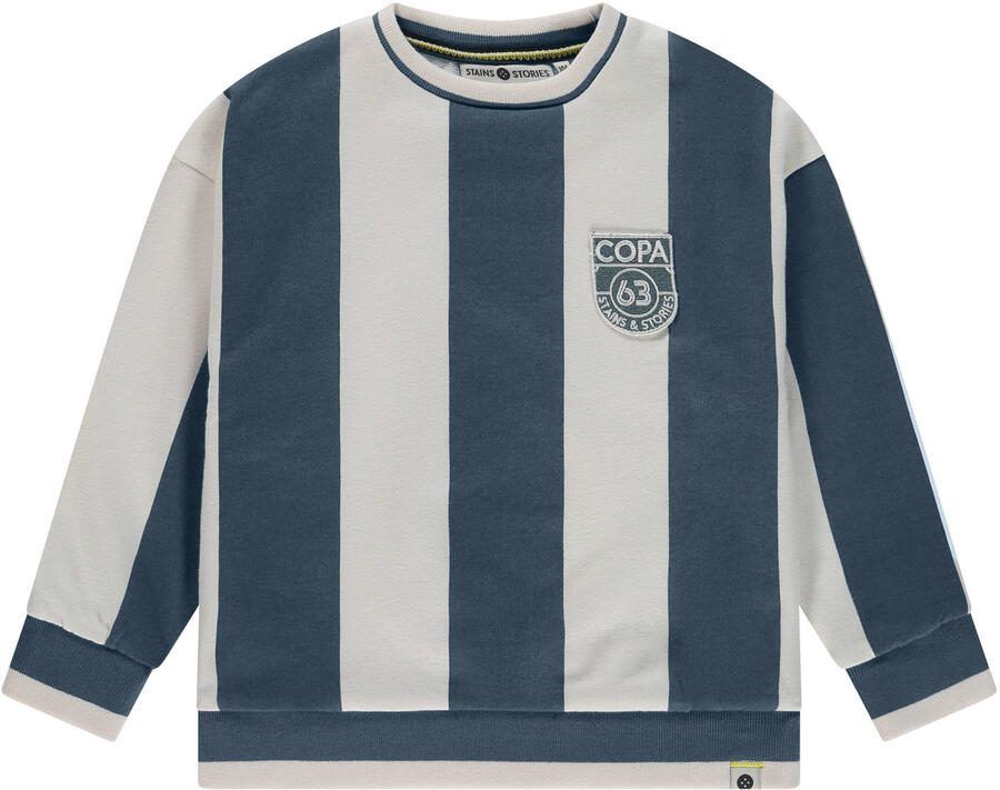 Stains&Stories gestreepte sweater blauw Streep