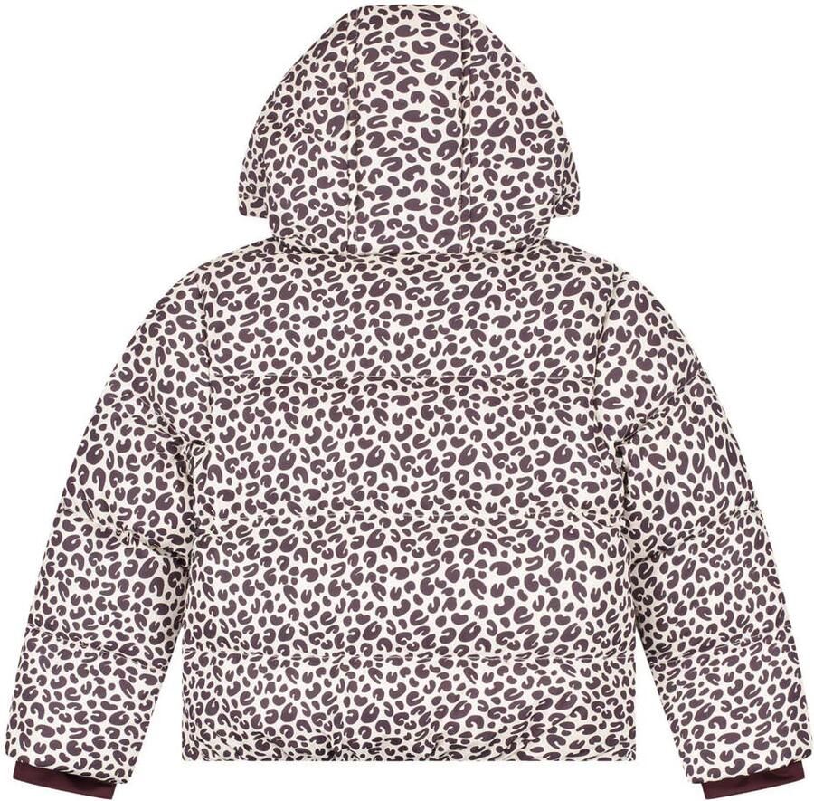 Stains&Stories gewatteerde winterjas met print donkerbruin crème - Foto 2