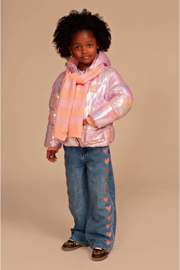 Stains&Stories gewatteerde winterjas roze Meisjes Polyester Capuchon