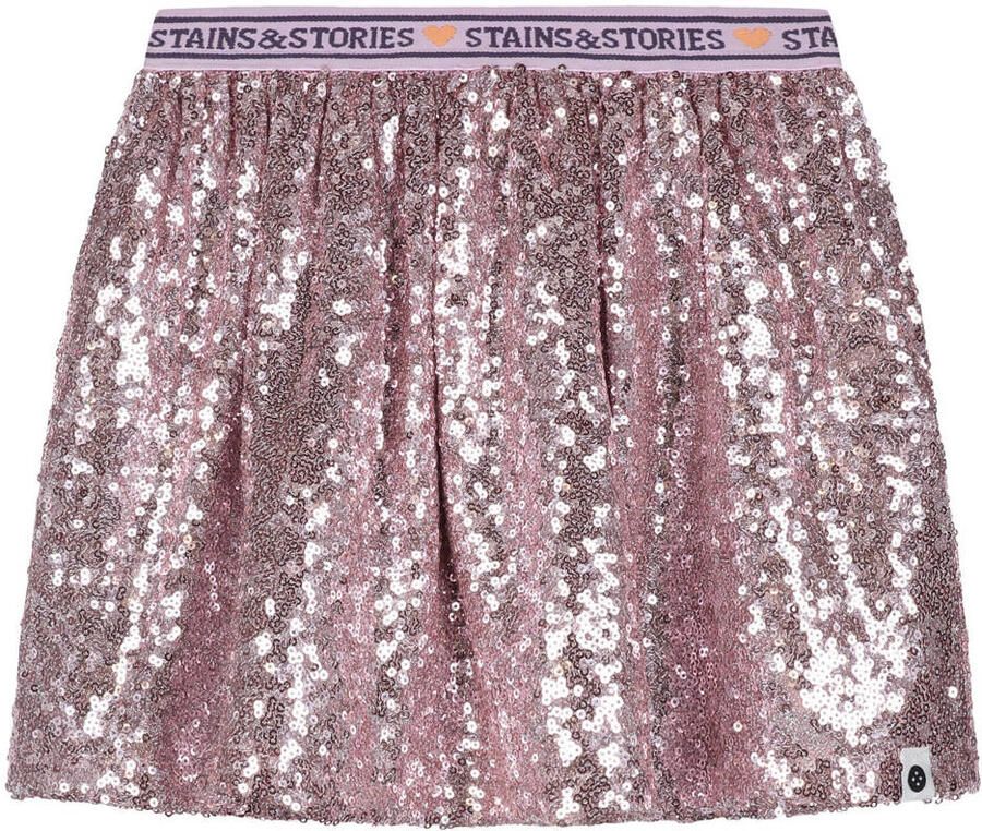Stains&Stories korte A-lijn rok met pailletten lila - Foto 2