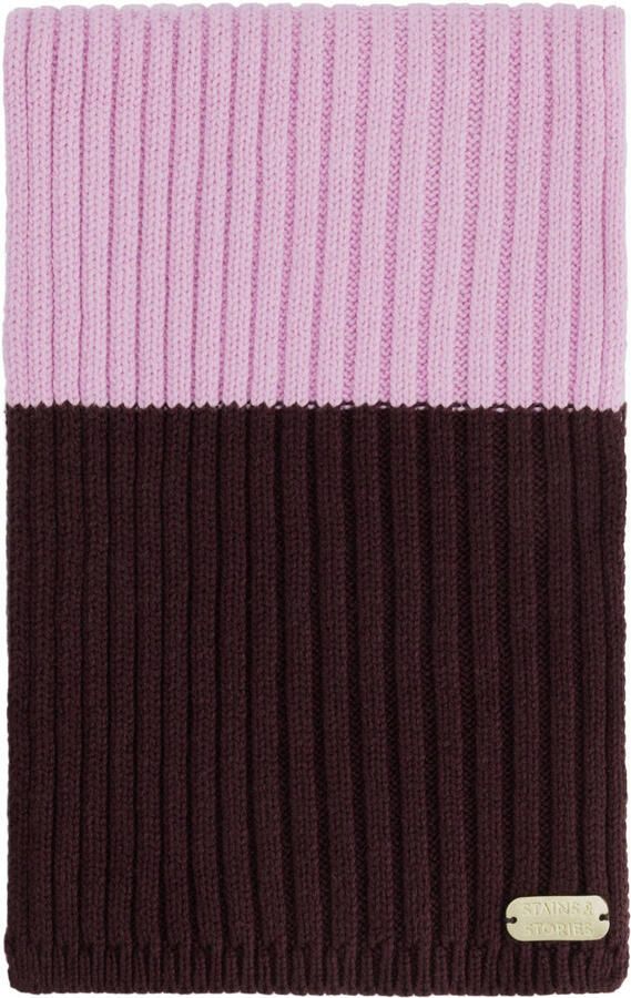 Stains&Stories katoenen gestreepte sjaal roze Streep