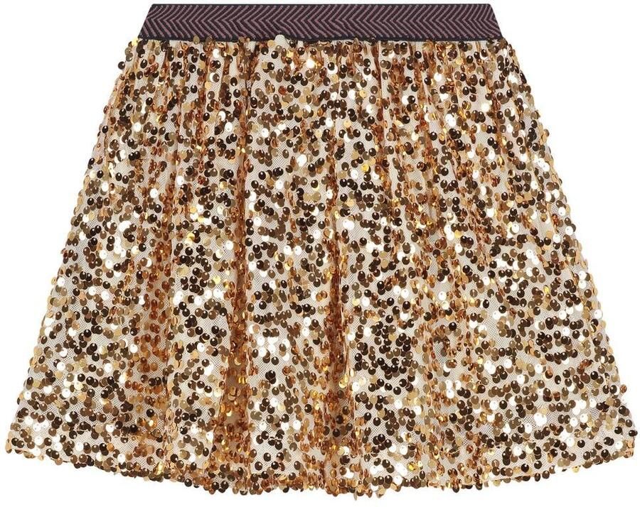 Stains&Stories korte rok met pailletten goud Meisjes Polyester Effen - Foto 2