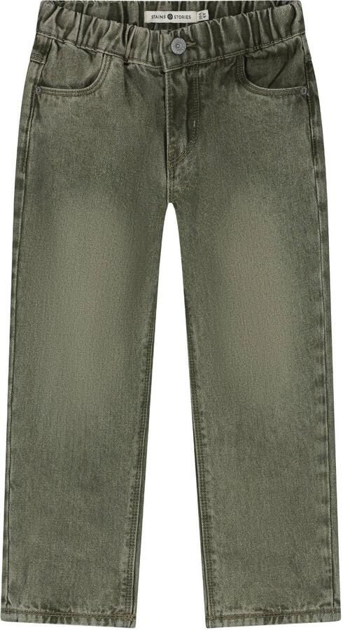 Stains&Stories loose fit casual broek groen