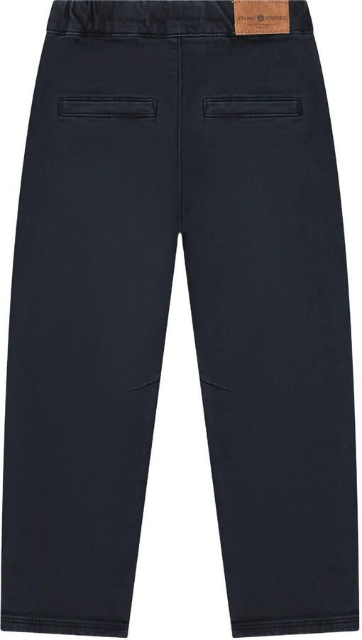 Stains&Stories loose fit casual broek marineblauw Jongens Stretchkatoen