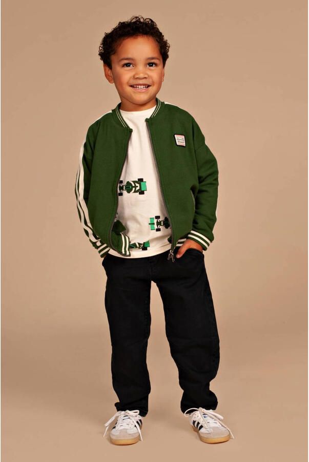 Stains&Stories rechtvallend sweatvest groen wit