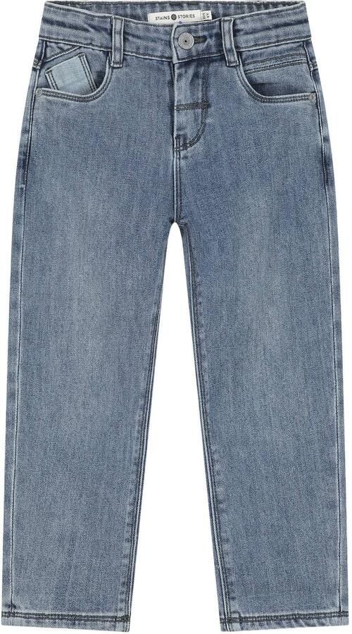 Stains&Stories loose fit jeans blue denim Blauw Effen