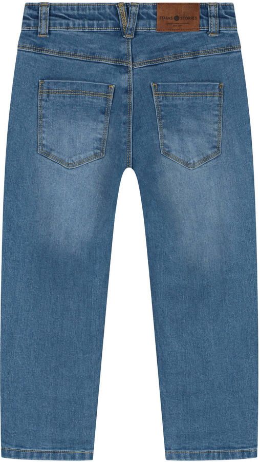 Stains&Stories loose fit jeans mediumblauw Jongens Stretchkatoen Effen