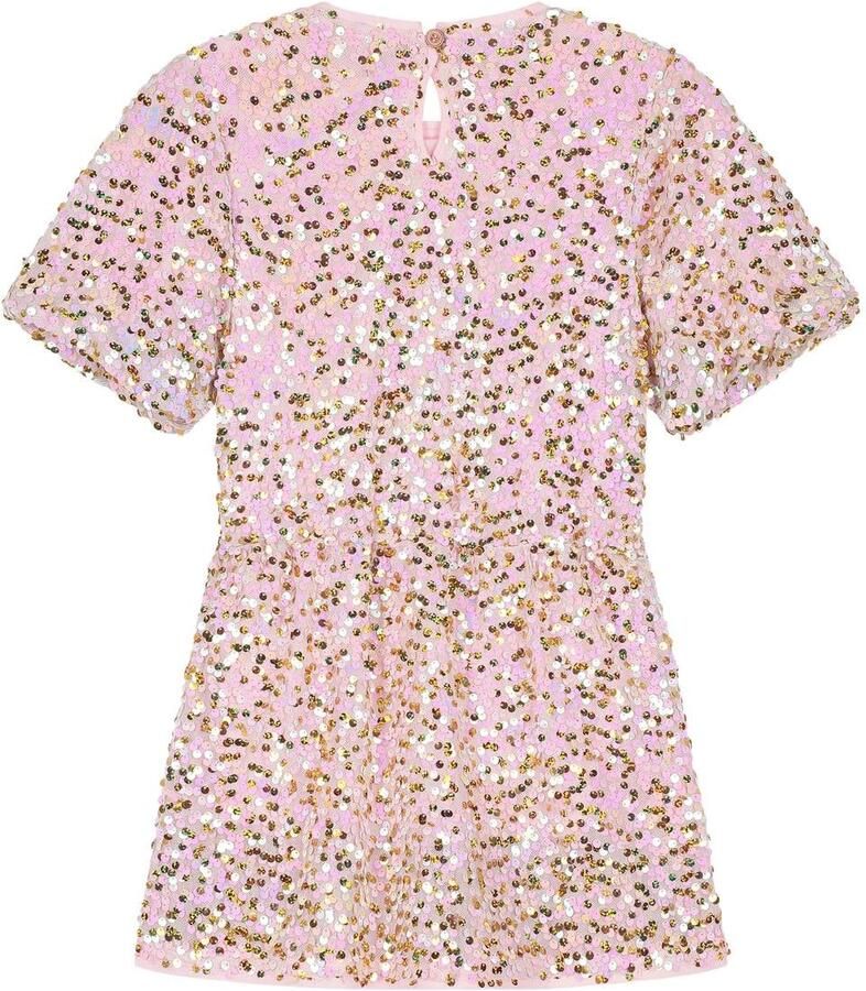 Stains&Stories midi jurk met glitters lichtroze goud Meisjes Polyester Ronde hals - Foto 2