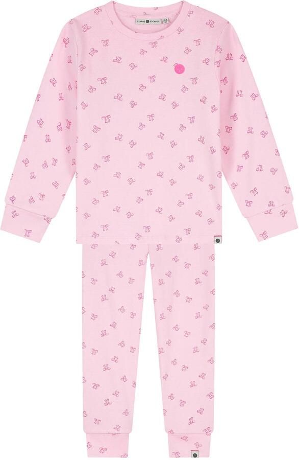 Stains&Stories pyjama met print roze Meisjes Katoen Ronde hals All over print