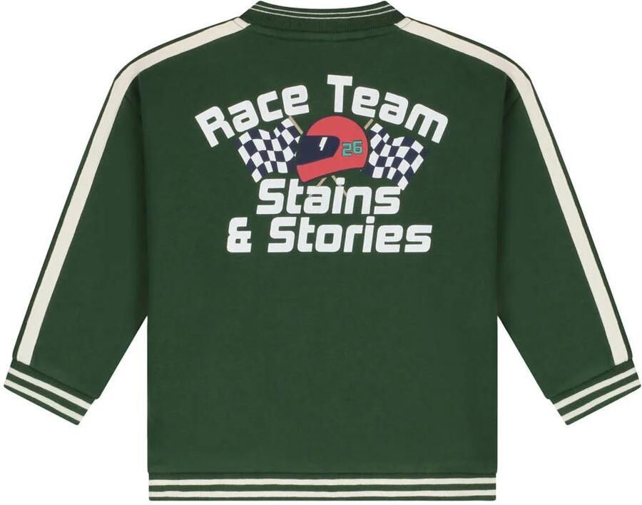 Stains&Stories rechtvallend sweatvest groen wit - Foto 2