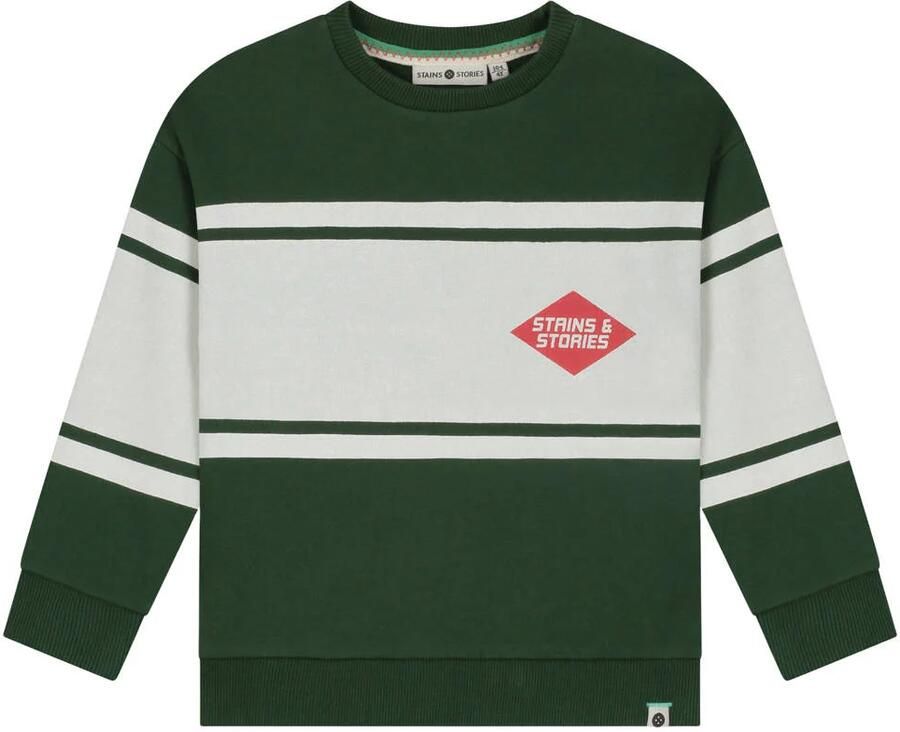 Stains&Stories rechtvallende gestreepte sweater donkergroen