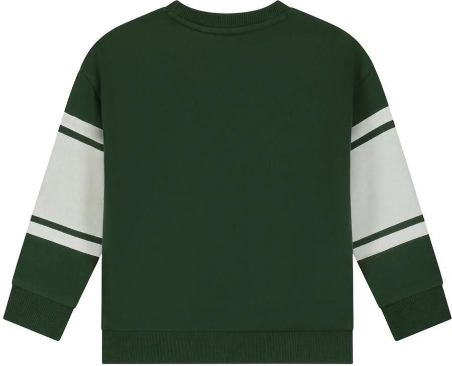Stains&Stories rechtvallende gestreepte sweater donkergroen Jongens Viscose Ronde hals