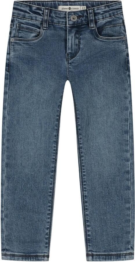 Stains&Stories regular fit straight leg jeans mediumblauw