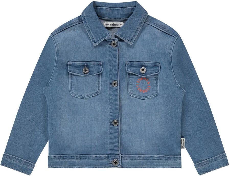 Stains&Stories spijkerjas met backprint medium blue denim