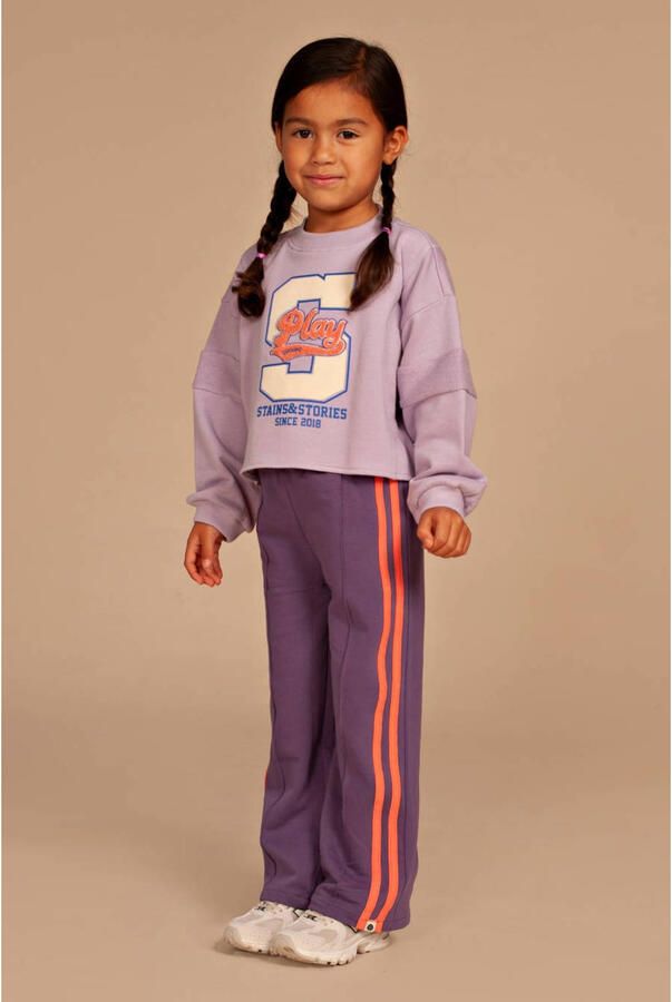 Stains&Stories sweater lila Paars Meisjes Katoen Ronde hals Printopdruk - Foto 2