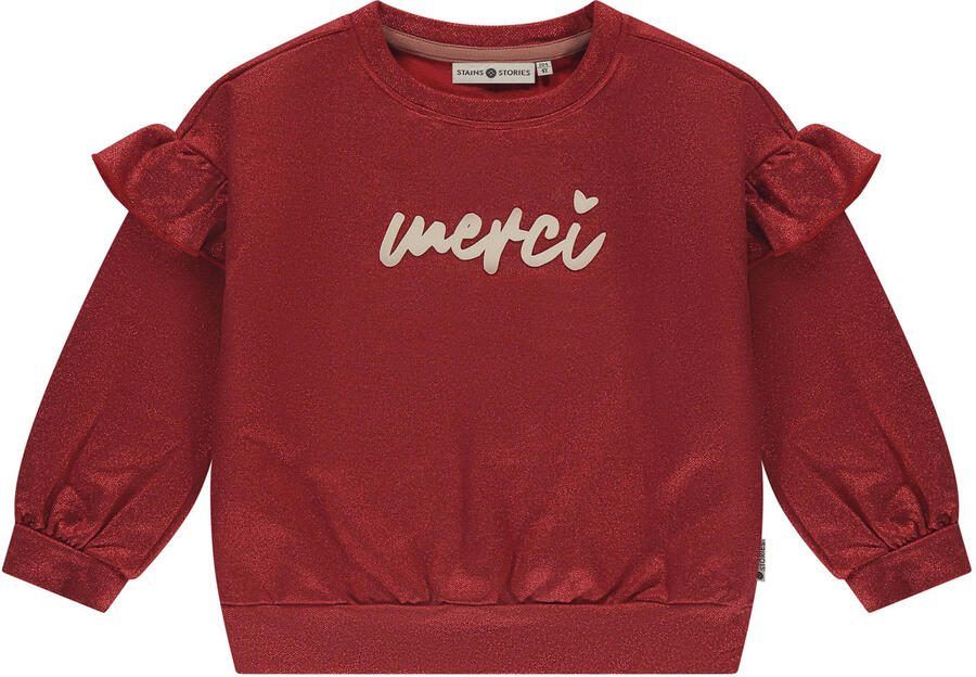 Stains&Stories sweater rood met glitter