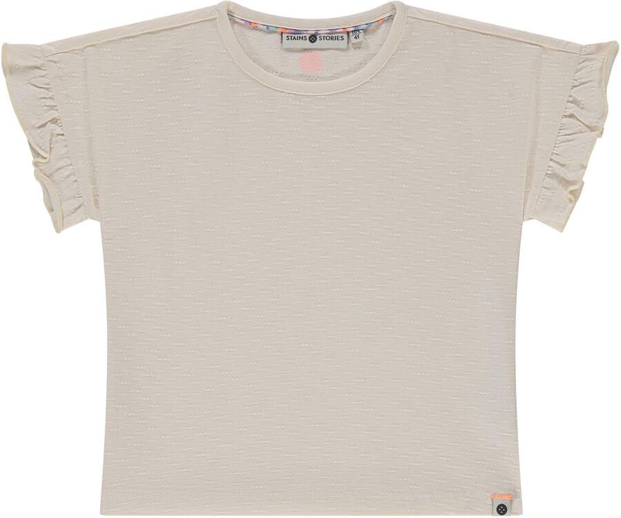 Stains&Stories T-shirt met textuur beige