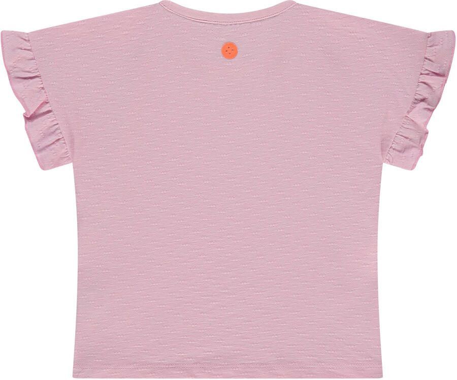 Stains&Stories T-shirt met textuur roze - Foto 2