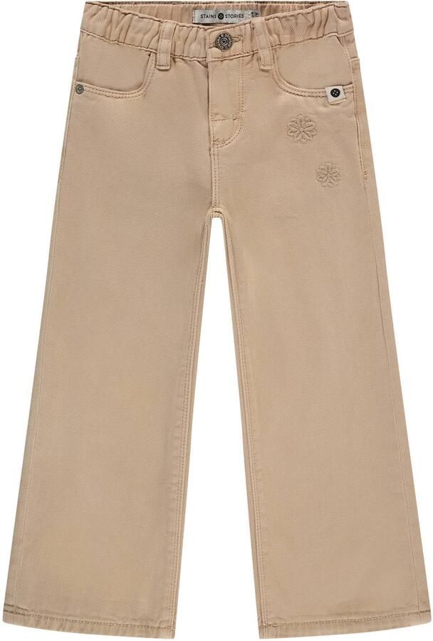 Stains&Stories wide leg casual broek beige