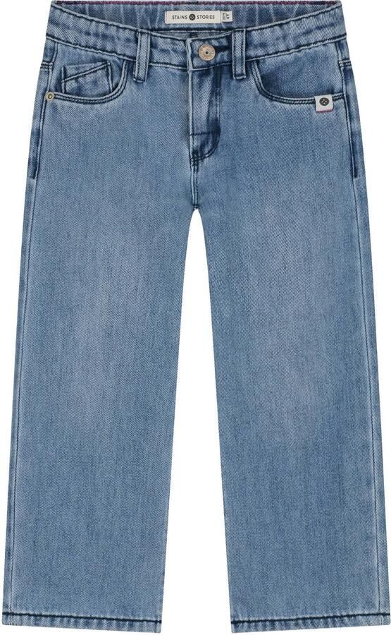 Stains&Stories wide leg jeans lichtblauw