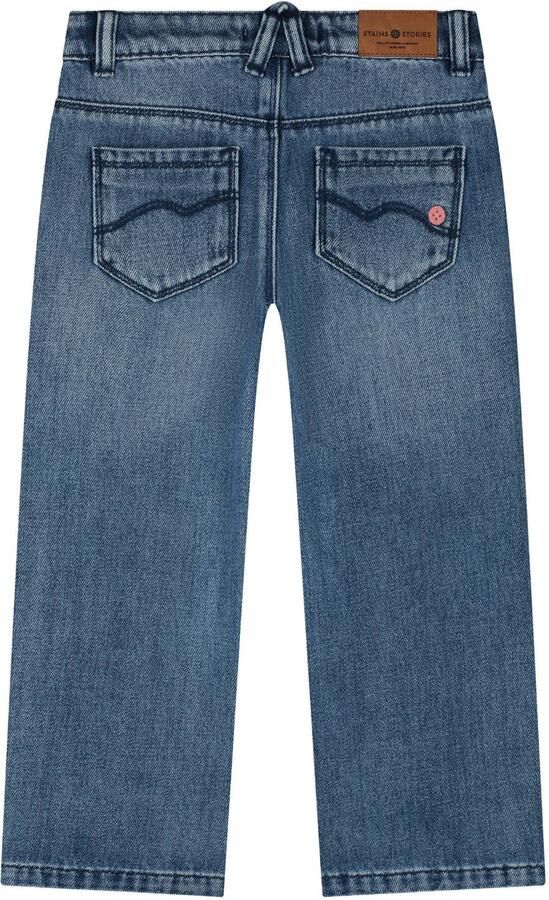 Stains&Stories wide leg jeans met hartjes blauw