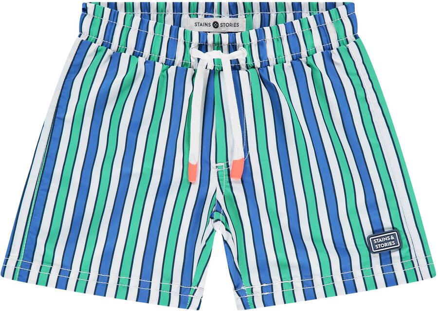 Stains&Stories zwemshort met strepenprint blauw groen wit