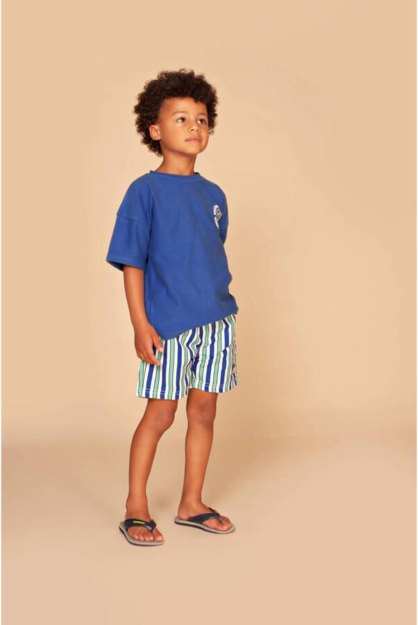 Stains&Stories zwemshort met strepenprint blauw groen wit - Foto 2
