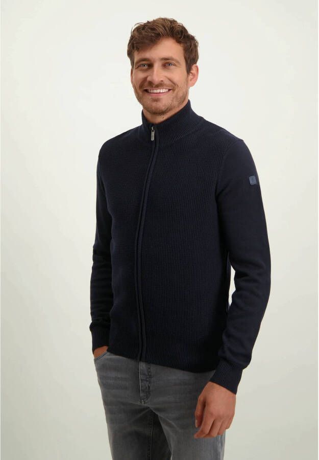 State of Art Donkerblauwe Katoenen Vest met Opstaande Kraag Blue Heren