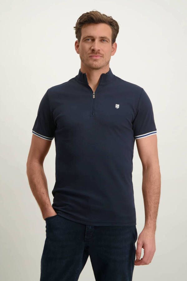 State of Art polo met contrastbies donkerblauw uni