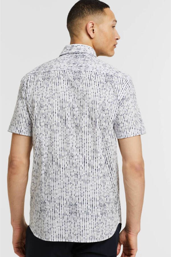 State of Art slim fit overhemd met all over print kobalt wit