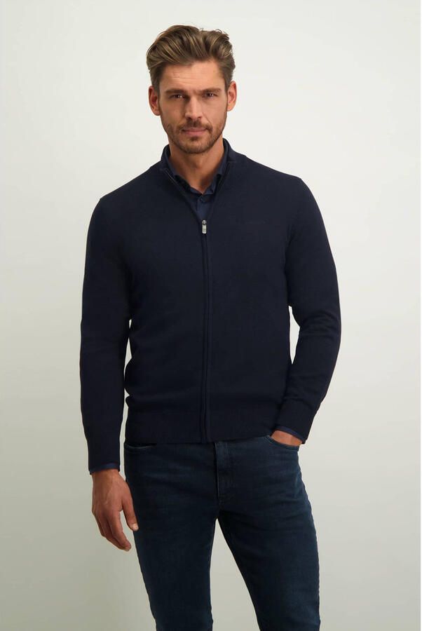 State of Art fijngebreid vest donkerblauw - Foto 2