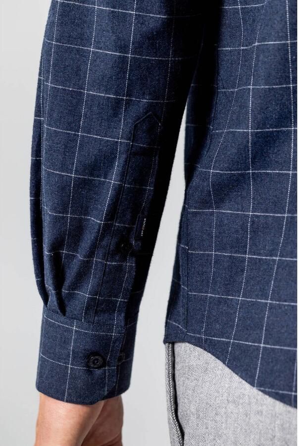 State of Art flanel regular fit geruit overhemd donkerblauw middelgrijs - Foto 2