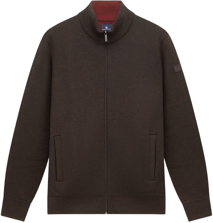 State of Art gebreid vest met wol donkerbruin