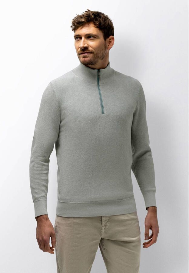 State Of Art Trui Half Zip Trui Melange Lichtgroen