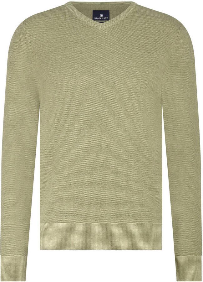 State Of Art Sweater Trui Structure V-Neck Groen - Foto 3